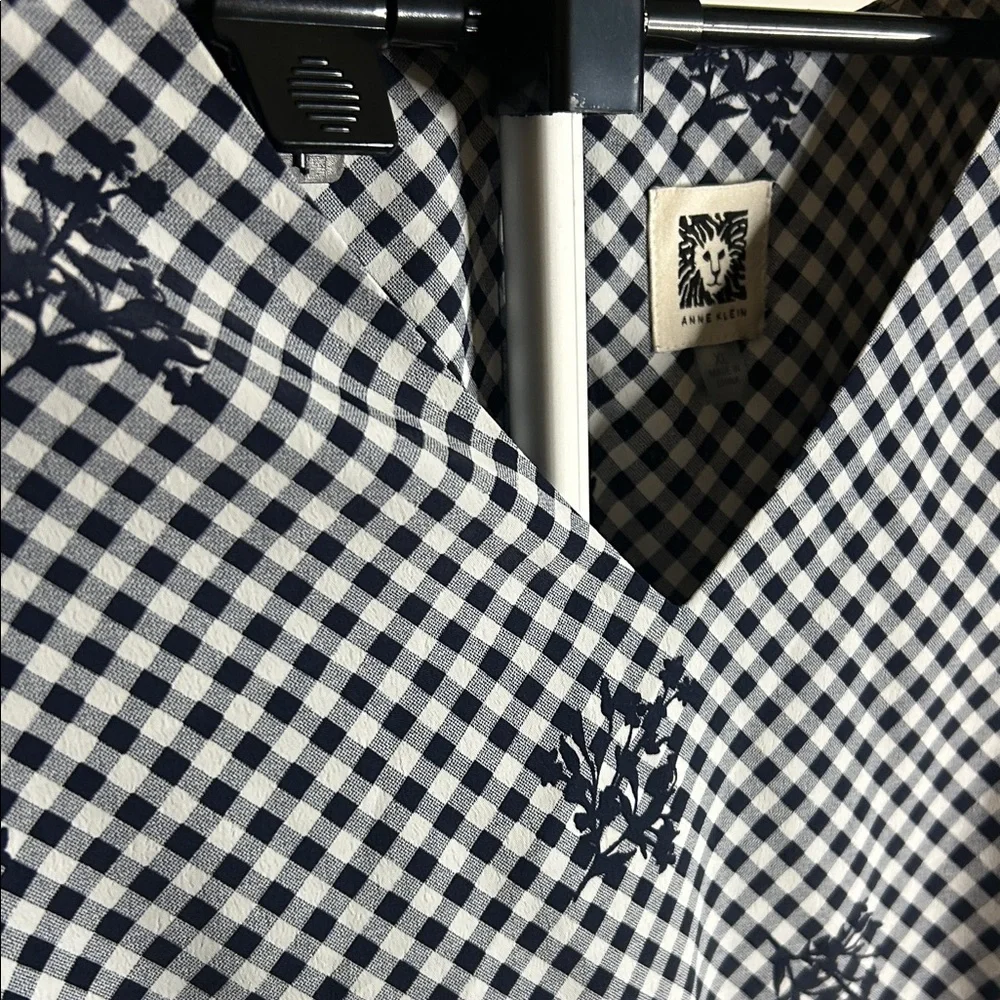 Anne Klein Black and White Gingham Midi Dress - Picture 5 of 14